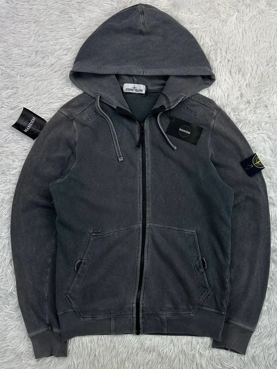 Stone Island Stone Island Garment Dyed Zip Hoodie 