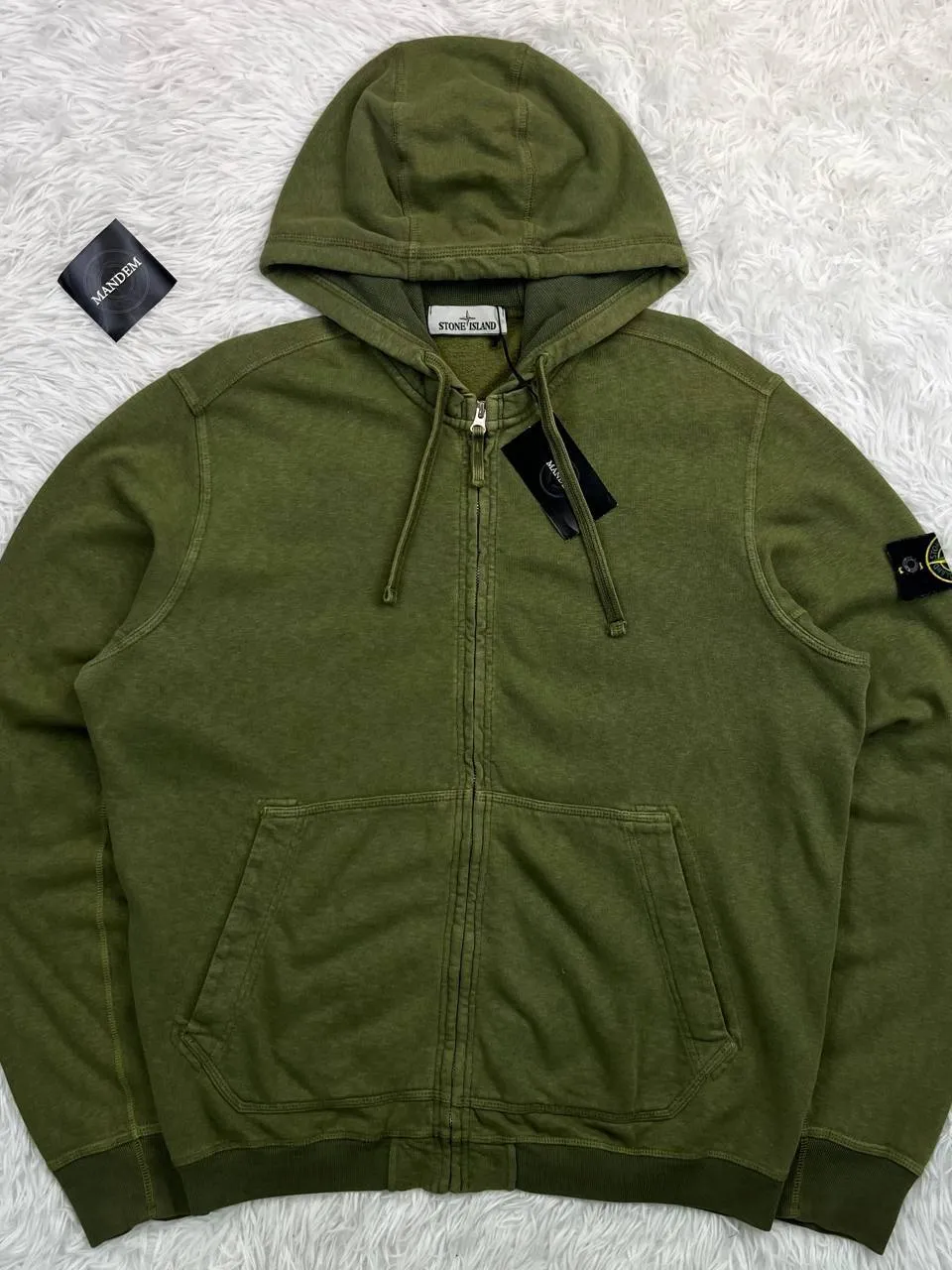 Stone Island Stone Island Garment Dyed Zip Hoodie 