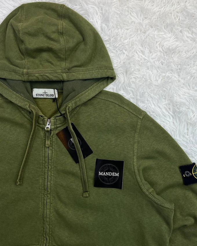 Stone Island Garment Dyed Zip Hoodie