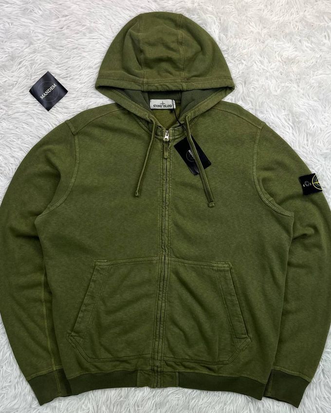 Stone Island Garment Dyed Zip Hoodie