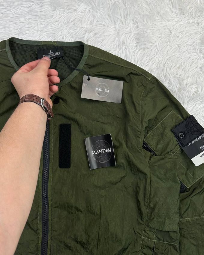 Stone Island Shadow Project Imprint Nylon Collarless Jacket