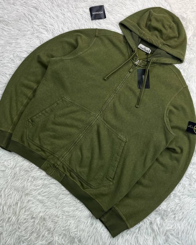 Stone Island Garment Dyed Zip Hoodie